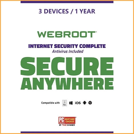 Webroot SecureAnywhere Internet Security Complete - 3 Devices - 1 Year